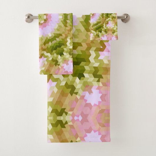 Abstrakte Mandala-Kaleidoskop-Rundformen Badhandtuch Set (Insitu)