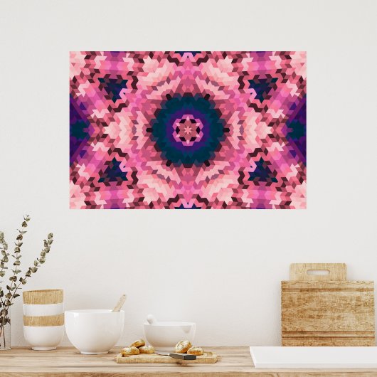 Abstrakte Mandala-Kaleidoskop-Rundformen Poster (Küche)