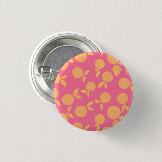 Abstrakte Mandarine rosa und gelb Button (Vorne & Hinten)