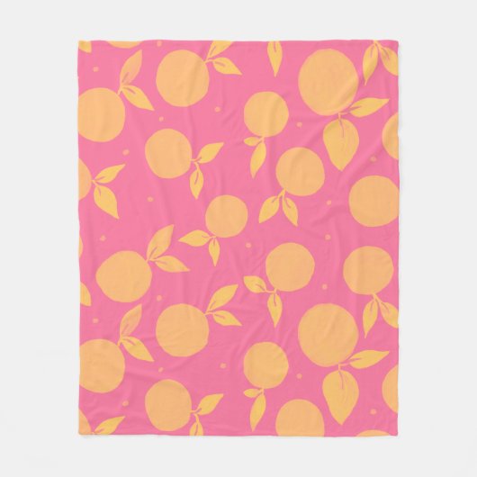 Abstrakte Mandarine rosa und gelb Fleecedecke (Vorderseite)