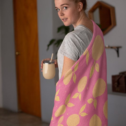 Abstrakte Mandarine rosa und gelb Fleecedecke