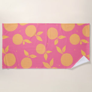 Abstrakte Mandarine rosa und gelb Strandtuch