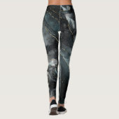 Abstrakte marbierte Paint Foggy Grau Blau Moderne Leggings (Rückseite)