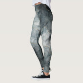 Abstrakte marbierte Paint Foggy Grau Blau Moderne Leggings (Links)