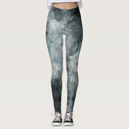 Abstrakte marbierte Paint Foggy Grau Blau Moderne  Leggings