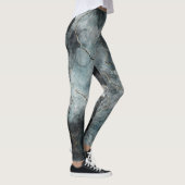Abstrakte marbierte Paint Foggy Grau Blau Moderne Leggings (Rechts)