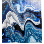 Abstrakte Marmor-Flüssigtextur in silberweißer Gla Duschvorhang (Vorderseite)