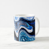 Abstrakte Marmor-Flüssigtextur in silberweißer Gla Kaffeetasse (VorderseiteRechts)