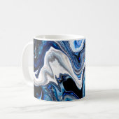 Abstrakte Marmor-Flüssigtextur in silberweißer Gla Kaffeetasse (Vorderseite Links)