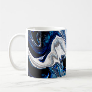 Abstrakte Marmor-Flüssigtextur in silberweißer Gla Kaffeetasse