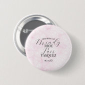 Abstrakte Marmor-Hochzeitsskript Rosa Schwarz  Button (Vorne & Hinten)