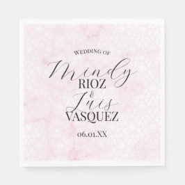 Abstrakte Marmor-Rosa-Hochzeit Schrift Schwarz  Serviette