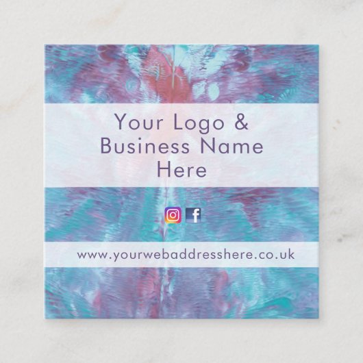 Abstrakte marmorierte gefärbte Krawatte Quadratische Visitenkarte (Vorderseite)