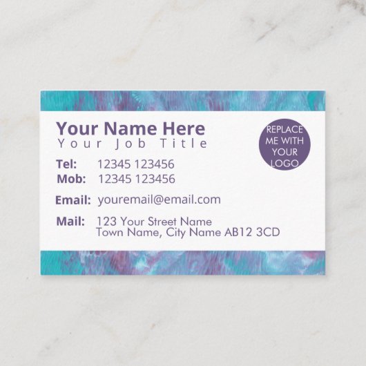 Abstrakte marmorierte gefärbte Krawatte Visitenkarte (Rückseite)