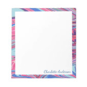 Abstrakte marmorierte Kunst in Blau und Rosa Perso Notizblock (Vorderseite)