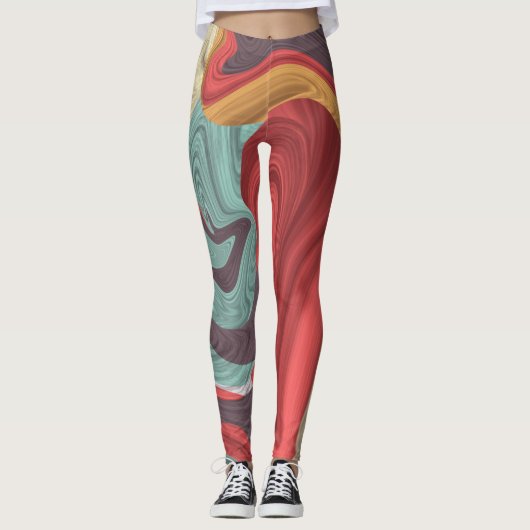 Abstrakte Marmorillustrierung farbenfroh Leggings (Vorderseite)