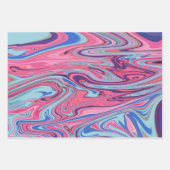 Abstrakte Marmorkunst in Blau und Rosa Geschenkpapier Set (Vorderseite 3)