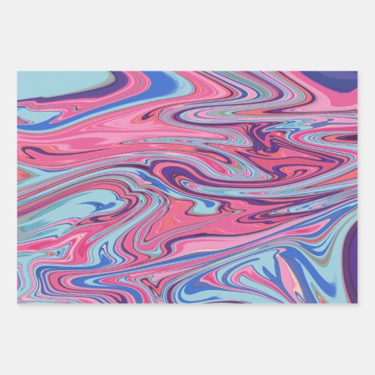 Abstrakte Marmorkunst in Blau und Rosa Geschenkpapier Set (Vorderseite 3)