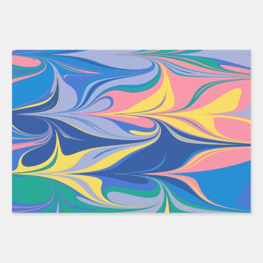 Abstrakte Marmorkunst in farbenfroh leuchtendem Bl Geschenkpapier Set (Vorderseite 2)