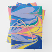 Abstrakte Marmorkunst in farbenfroh leuchtendem Bl Geschenkpapier Set (Beispiel)