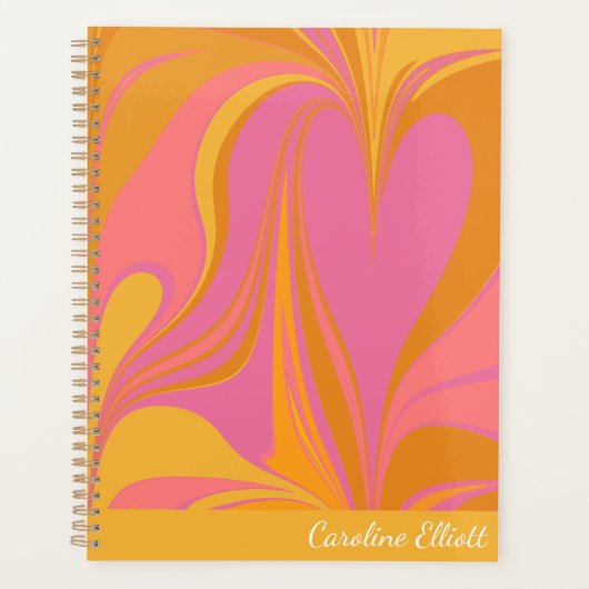 Abstrakte Marmorkunst in Gelb und Rosa Planer (Vorderseite)