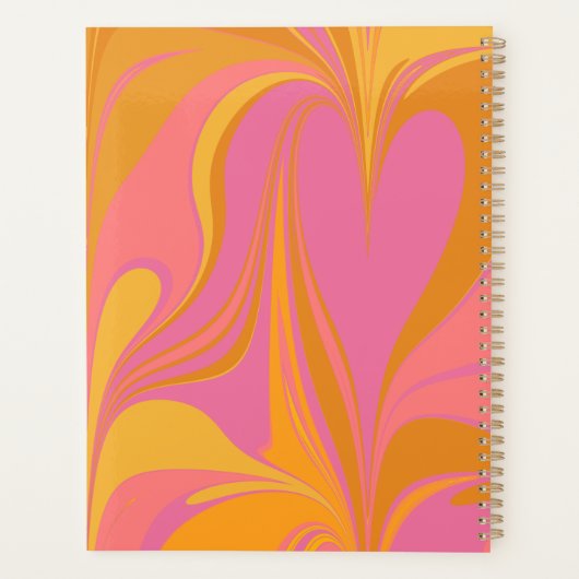 Abstrakte Marmorkunst in Gelb und Rosa Planer (Rückseite)