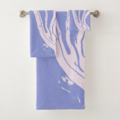 Abstrakte Marmorkunst in Lavendel Lila und rosa Badhandtuch Set (Insitu)