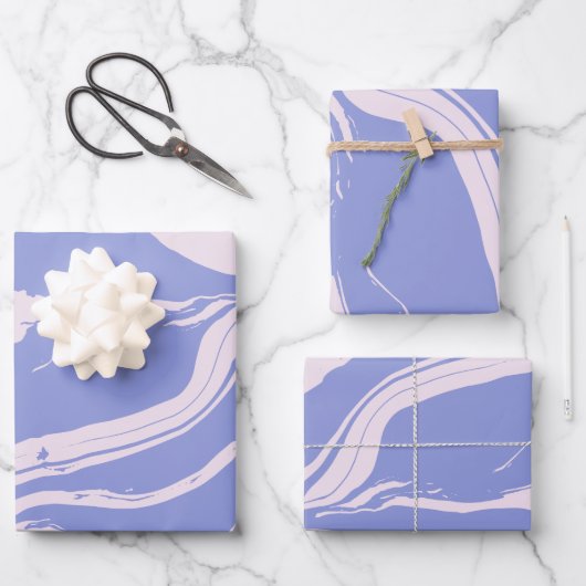 Abstrakte Marmorkunst in Lavendel und Rosa Geschenkpapier Set (Vorderseite)