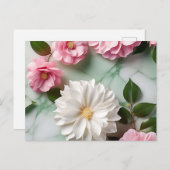 Abstrakte Marmorkunst mit botanischer Postkarte (Vorne/Hinten)