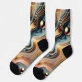 Abstrakte Marmorsocken - Luxe Gold & Navy Swirl Socken (Linkes Detail)