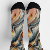 Abstrakte Marmorsocken - Luxe Gold & Navy Swirl Socken (Oben)
