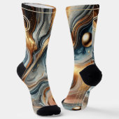Abstrakte Marmorsocken - Luxe Gold & Navy Swirl Socken (Gewinkelt)