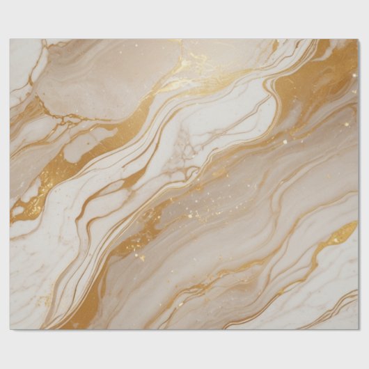 Abstrakte Marmortextur aus Elfenbein mit Goldakzen Geschenkpapier (Flach)