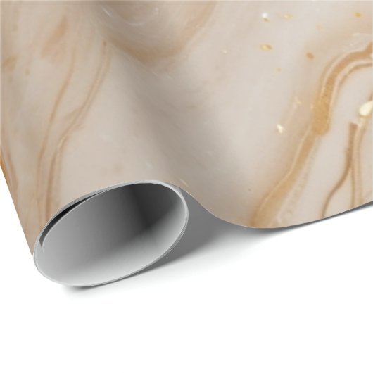 Abstrakte Marmortextur aus Elfenbein mit Goldakzen Geschenkpapier (Rolleneckpunkt)