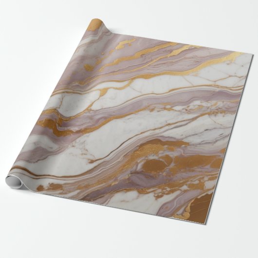 Abstrakte Marmortextur aus Elfenbein mit Goldakzen Geschenkpapier (Ungerollt)