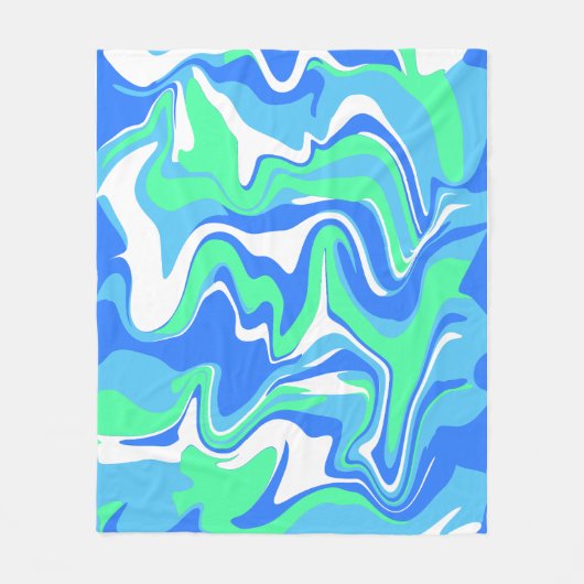 Abstrakte Marmorwirbel-Textur - Ozeantöne Fleecedecke (Vorderseite)