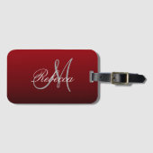 abstrakte Marsala-Maroon-Monogramme in Grau-Bordea Gepäckanhänger (Vorderseite (Horizontal))