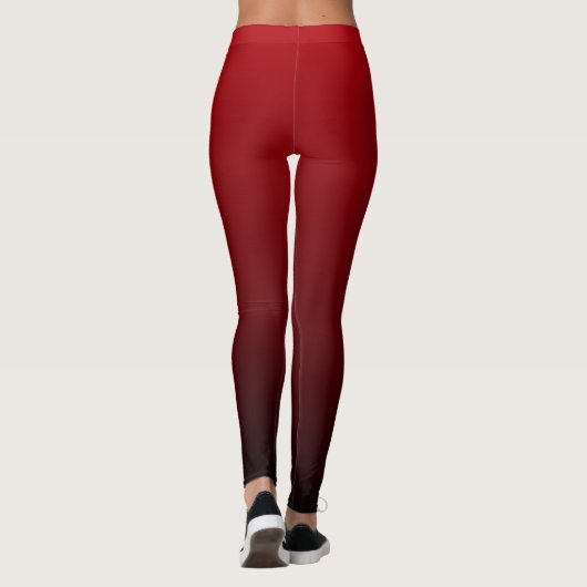 abstrakte Marsala-Maroon-Monogramme in Grau-Bordea Leggings (Rückseite)