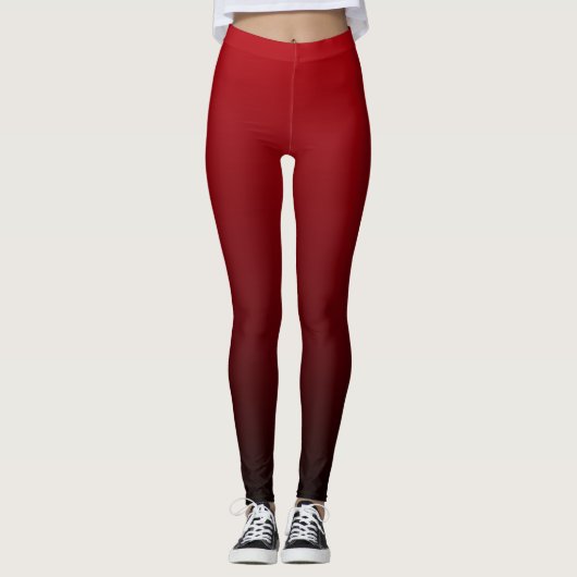 abstrakte Marsala-Maroon-Monogramme in Grau-Bordea Leggings (Vorderseite)
