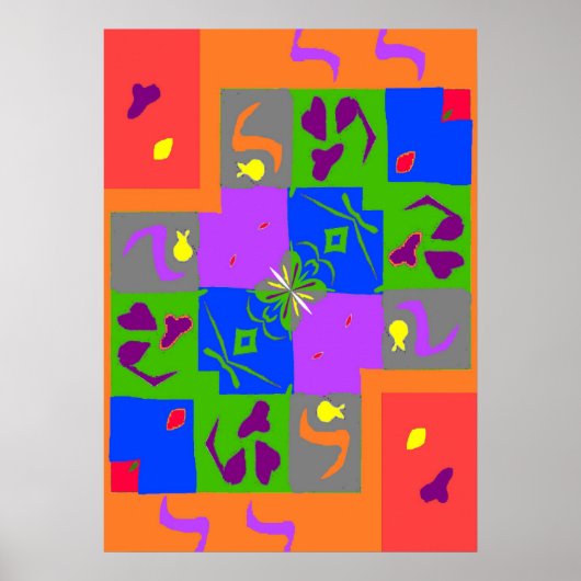 Abstrakte Matisse-Stilformen Poster (Vorne)