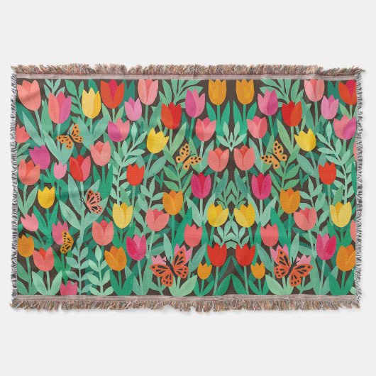 Abstrakte Matisse Tulpen Schmetterlinge Decken (Vorderseite)