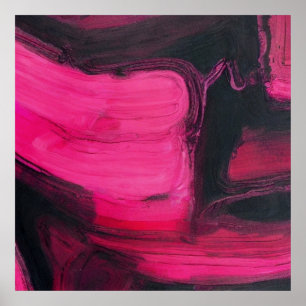 Abstrakte Mauer in Schwarz/Rosa Poster
