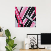 Abstrakte Mauer in Schwarz, Weiß und Rosa Kunst Poster (Heimbüro)