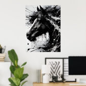 Abstrakte Mauer Schwarz-Weiß Kunst, Pferd Poster (Heimbüro)