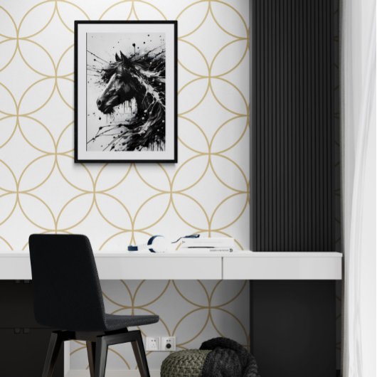 Abstrakte Mauer Schwarz-Weiß Kunst, Pferd Poster