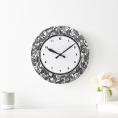 Abstrakte Maueruhr aus Schwarzweiß Große Wanduhr (Zuhause)