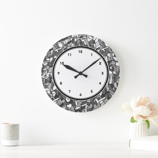 Abstrakte Maueruhr aus Schwarzweiß Große Wanduhr (Zuhause)