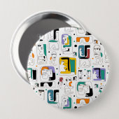 Abstrakte maya-alte Gesichter Muster 1 Button (Vorne & Hinten)