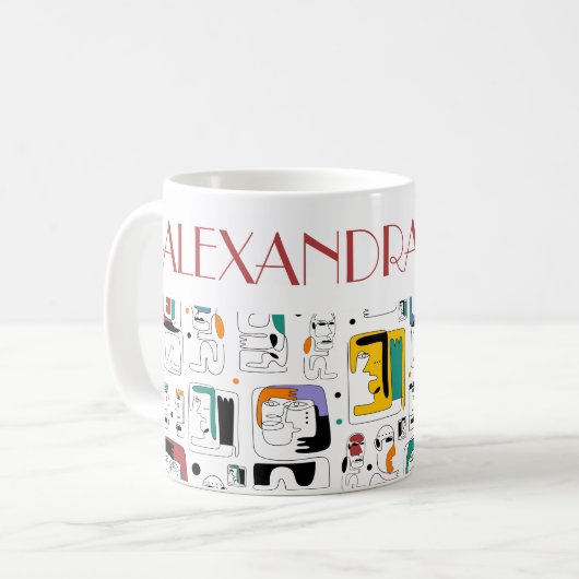 Abstrakte maya-alte Gesichter Muster 1 Kaffeetasse (Vorderseite Links)