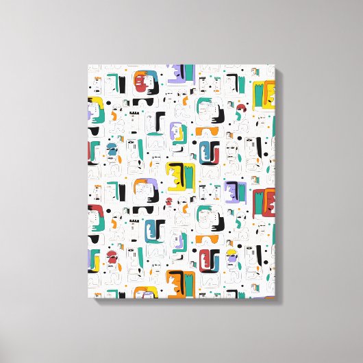 Abstrakte maya-alte Gesichter Muster 1 Leinwanddruck (Vorderseite)